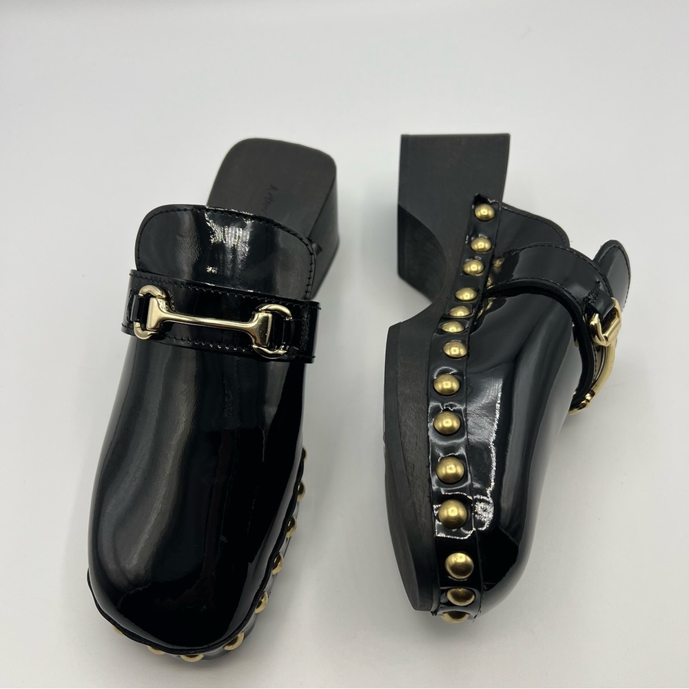 And other stories Studded Leather Wooden Deco Clogs Rare Out Of Stock Black Sz 6